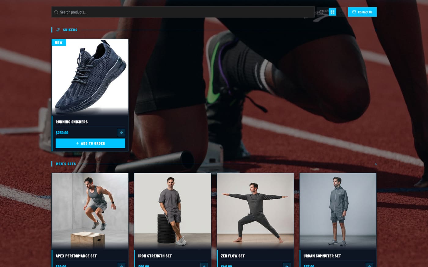 Velocity theme, desktop menu view